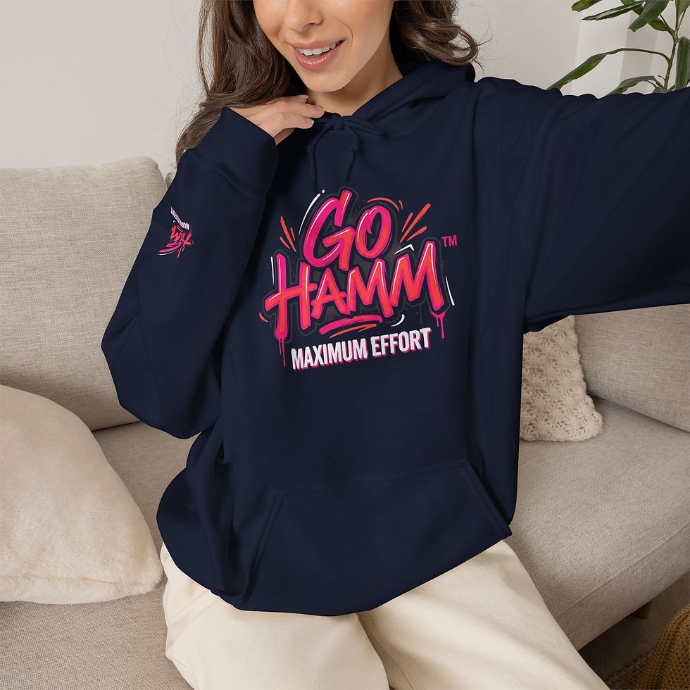 Thumbnail: Go Hamm Pink Graphic Hoodie — Retro Motivational Pullover