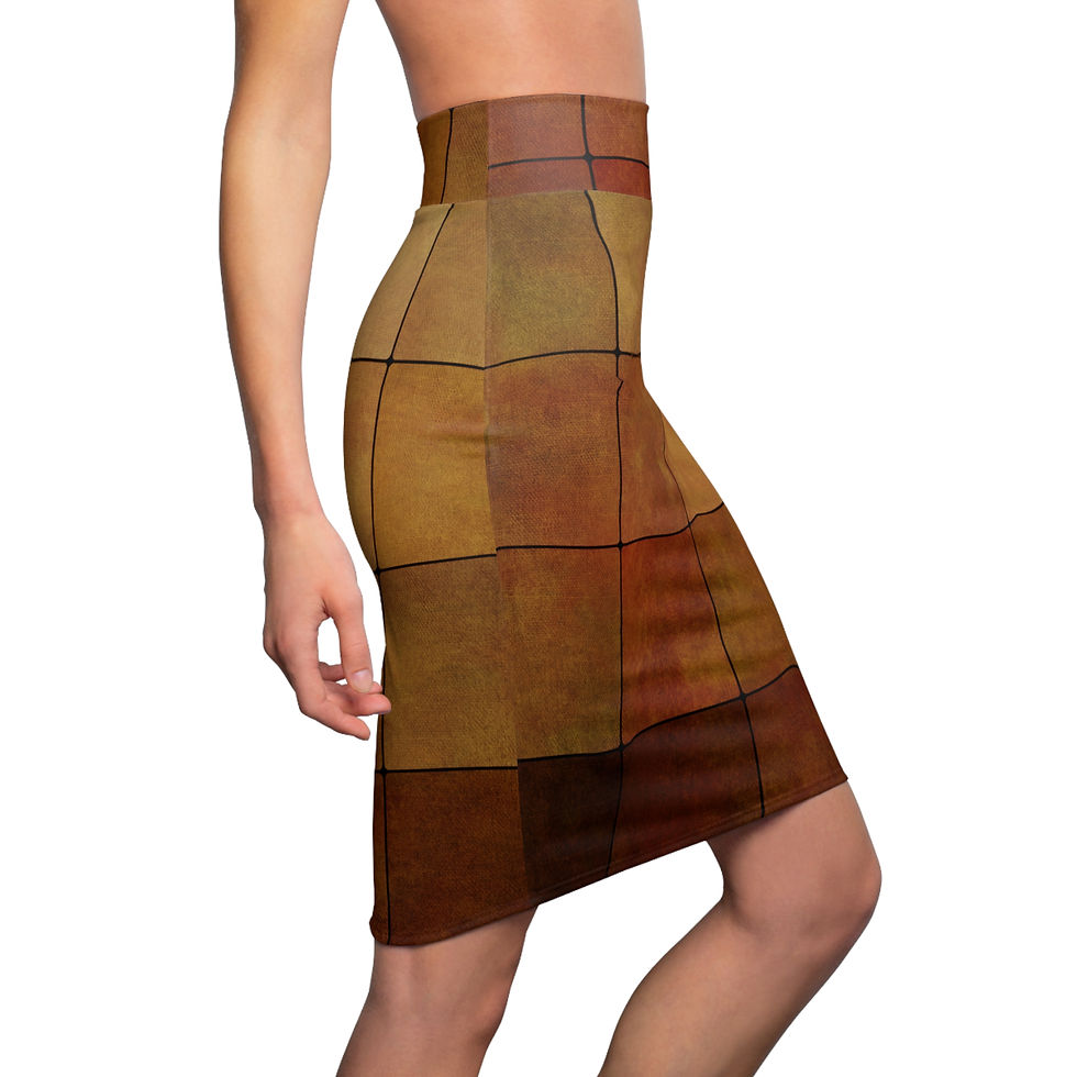 Thumbnail: (Sexy Shades of Brown) Women's Pencil Skirt (Find Matching Scarf & Bag)