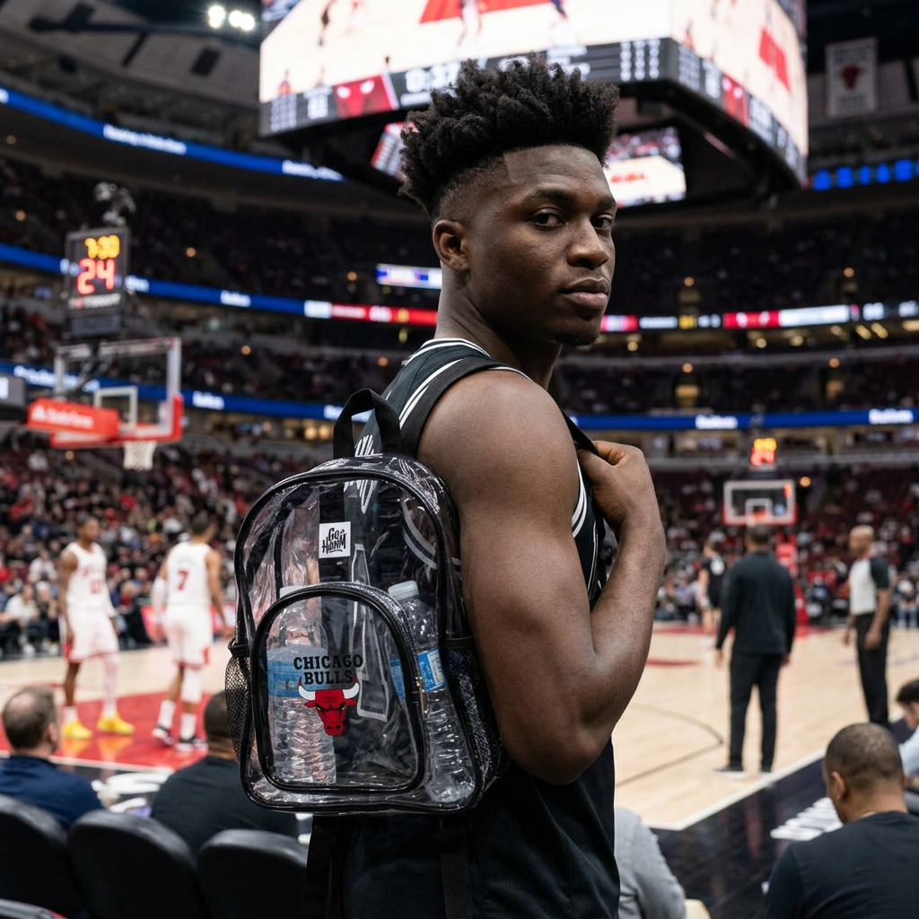 Clear Stadium Backpack — Transparent Team Graphic Backpack (Chicago Bulls Style)