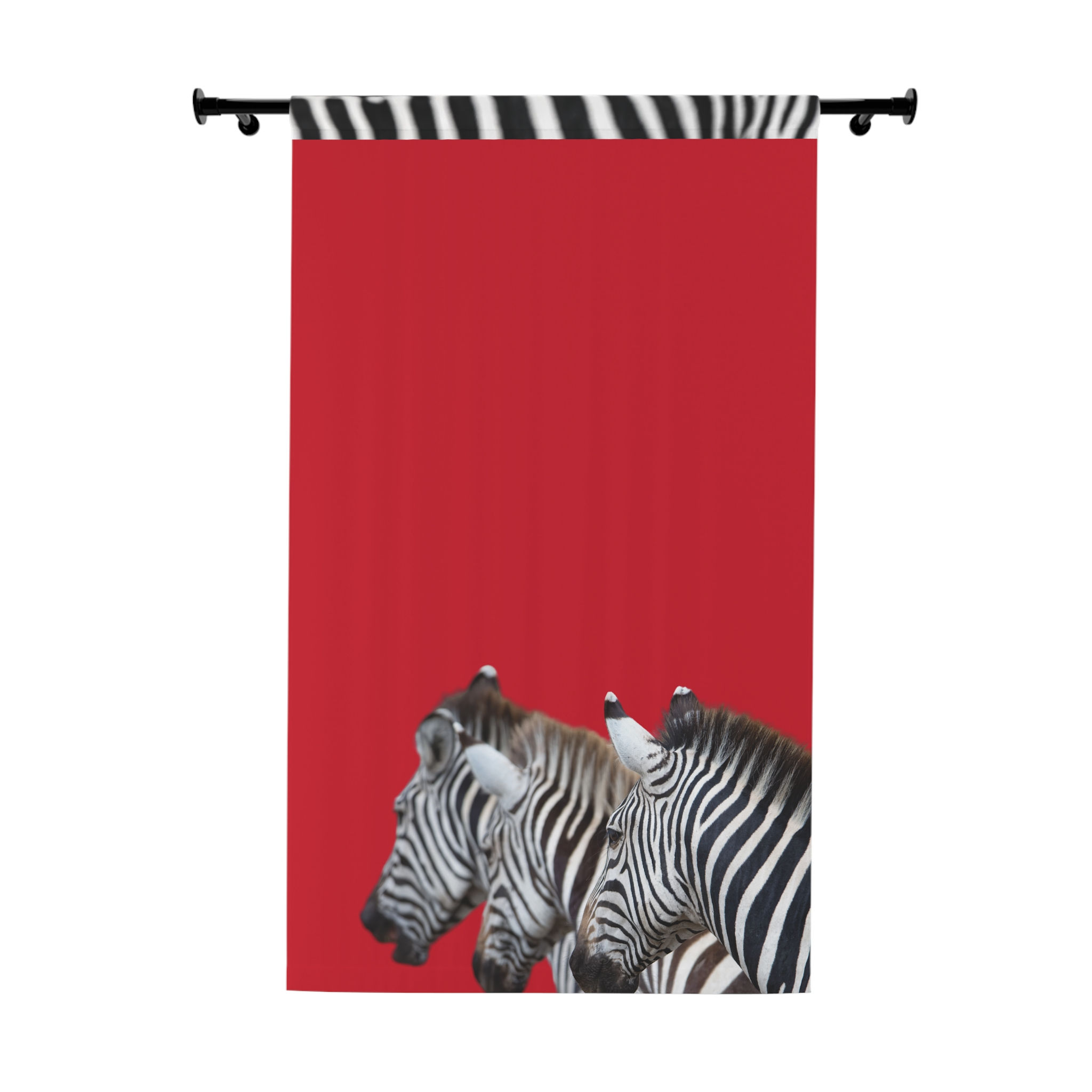 Red Zebra Window Curtains (1 Piece)