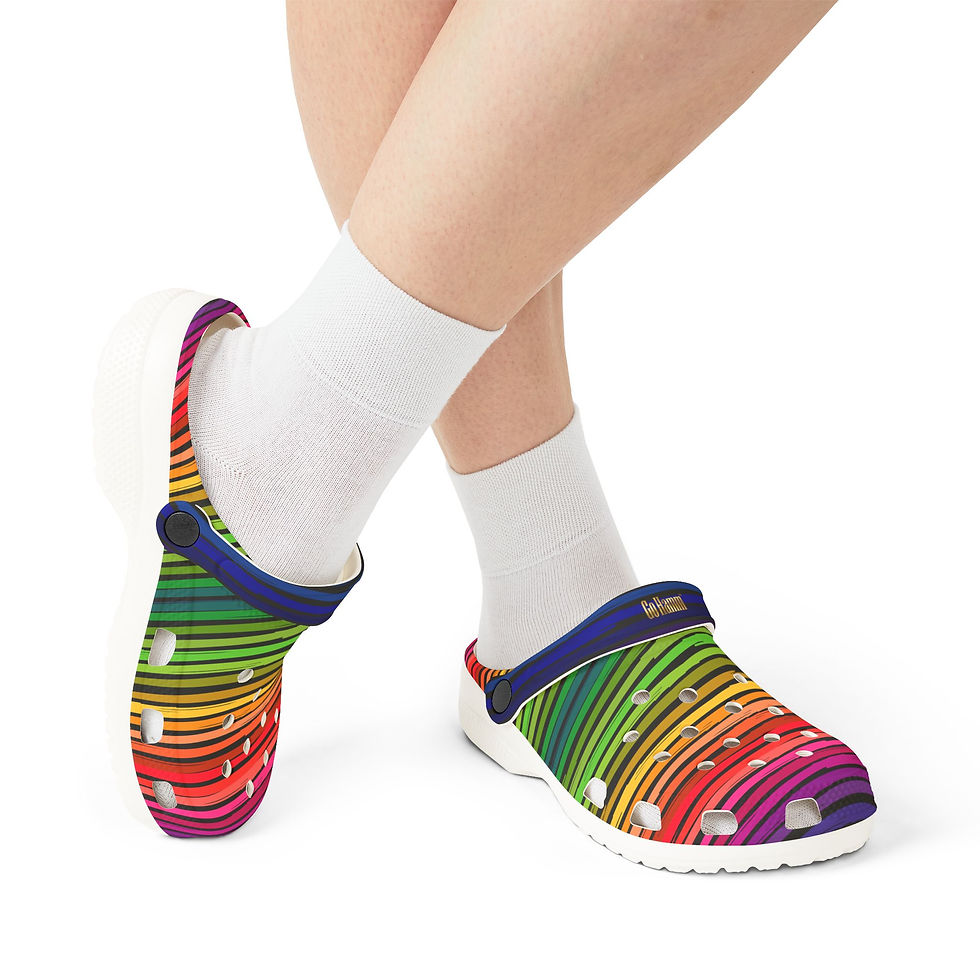 Thumbnail: Rainbow Striped EVA Clogs — Colorful Comfort Slip-On Shoes