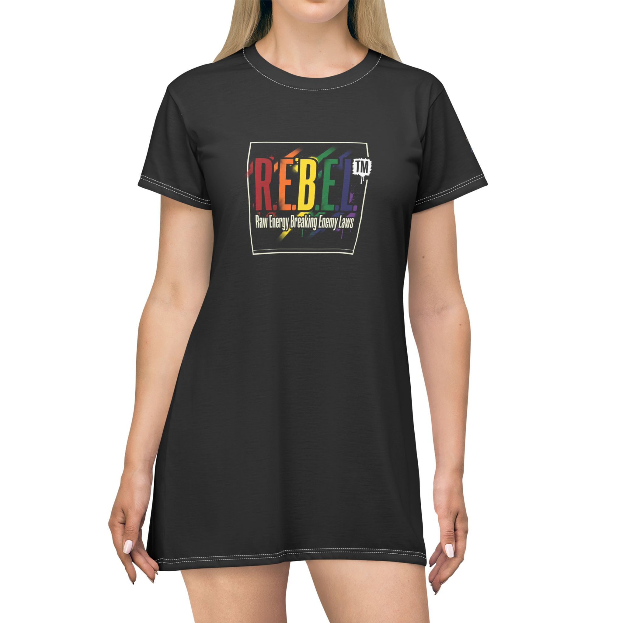 REBEL T-Shirt Dress (White)