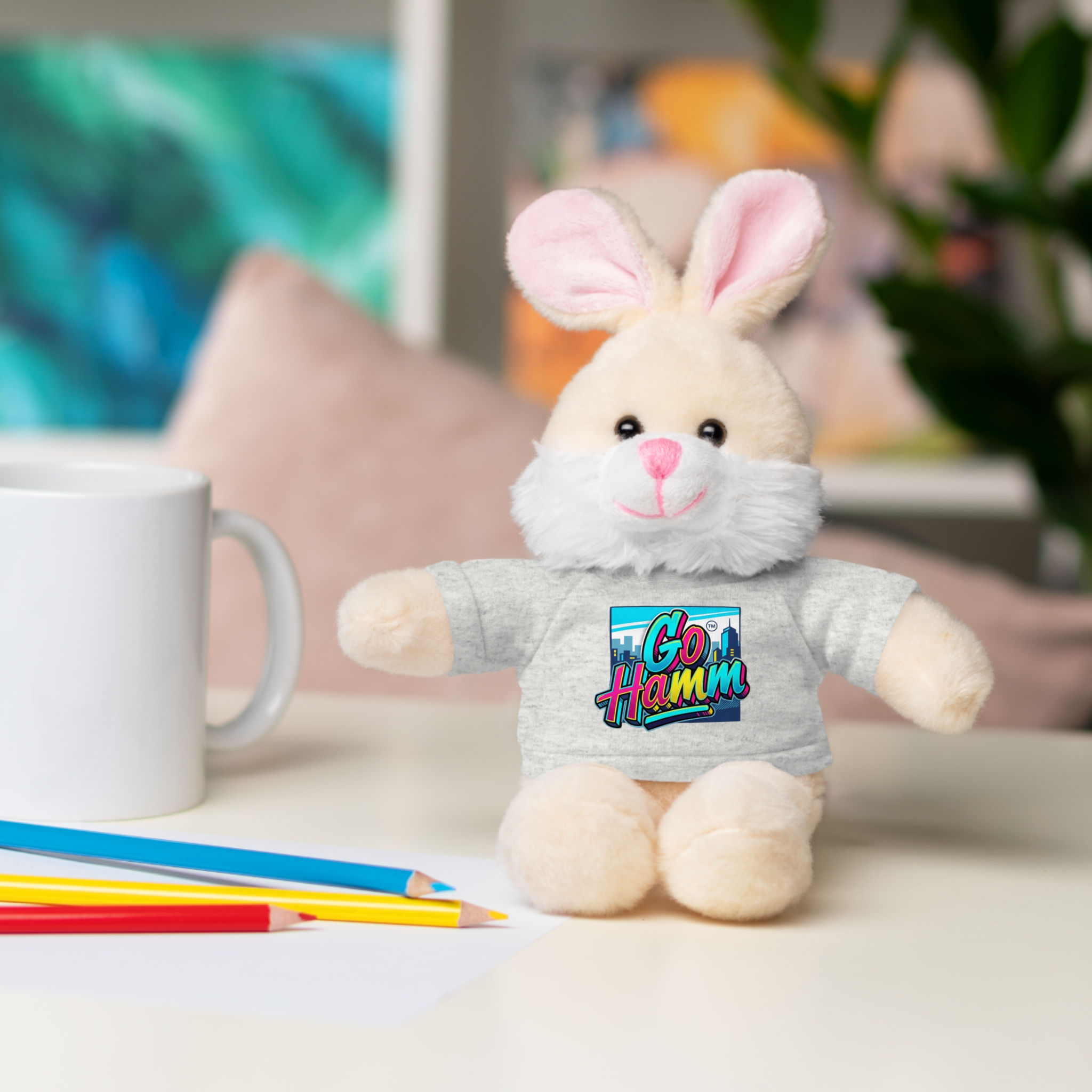 Retro "Go Hamm" Bear — Plush Teddy with Graphic Tee
