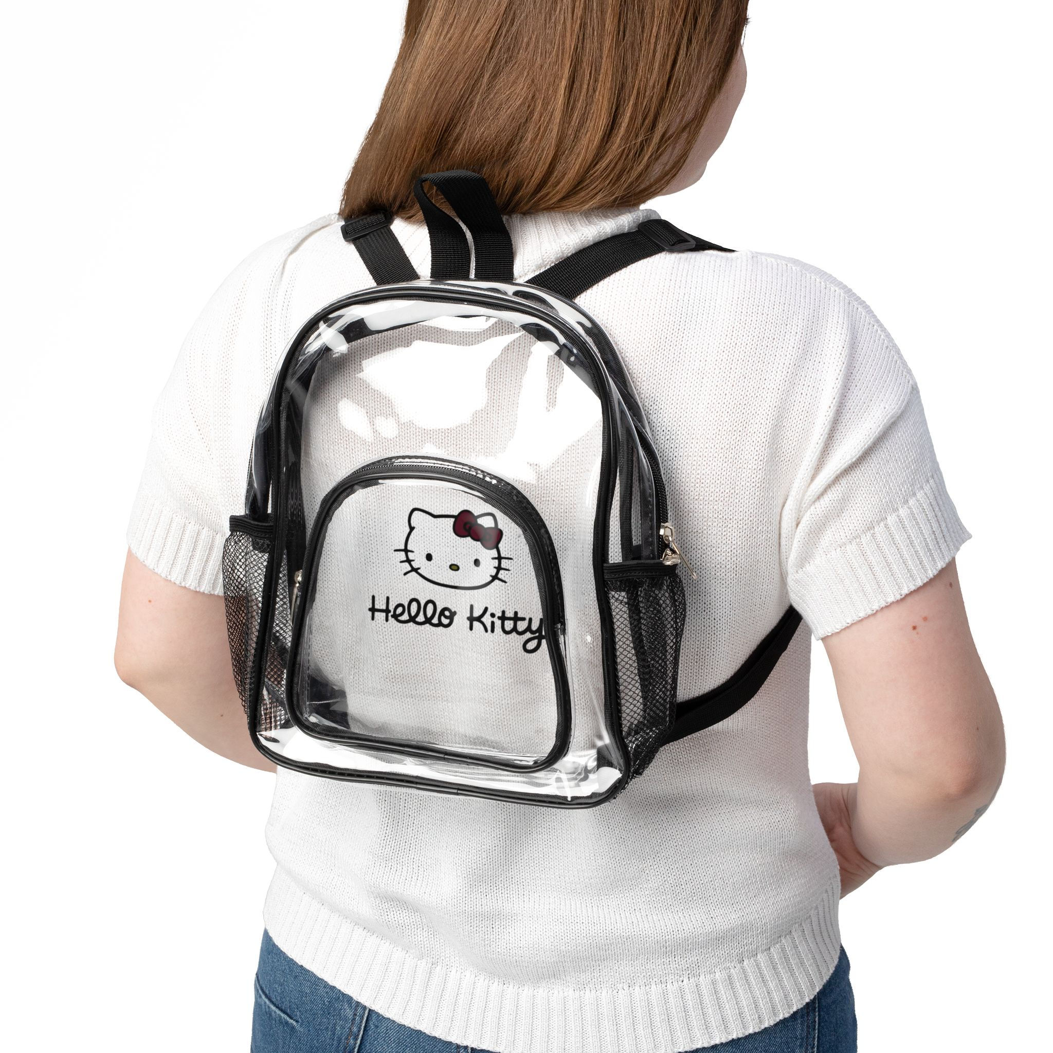 Clear Hello Kitty Stadium Backpack - Transparent Black Stripe School Bag