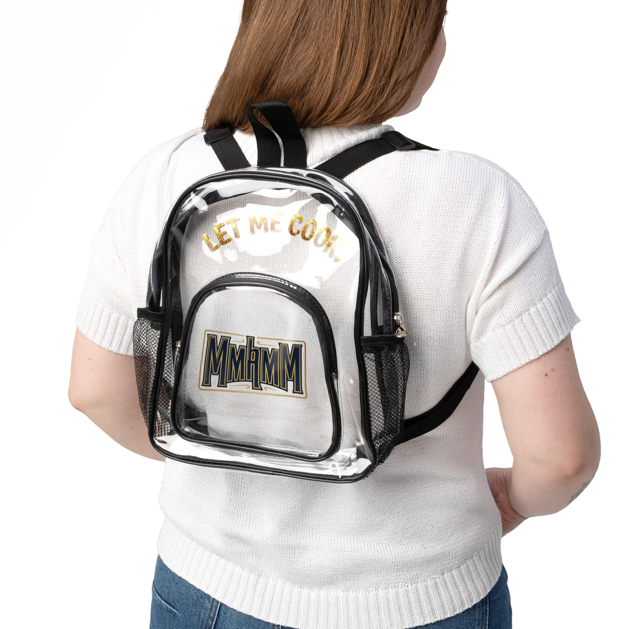 Clear Stadium Backpack — 'Let Me Cook' Girl Power Transparent School & Game Day