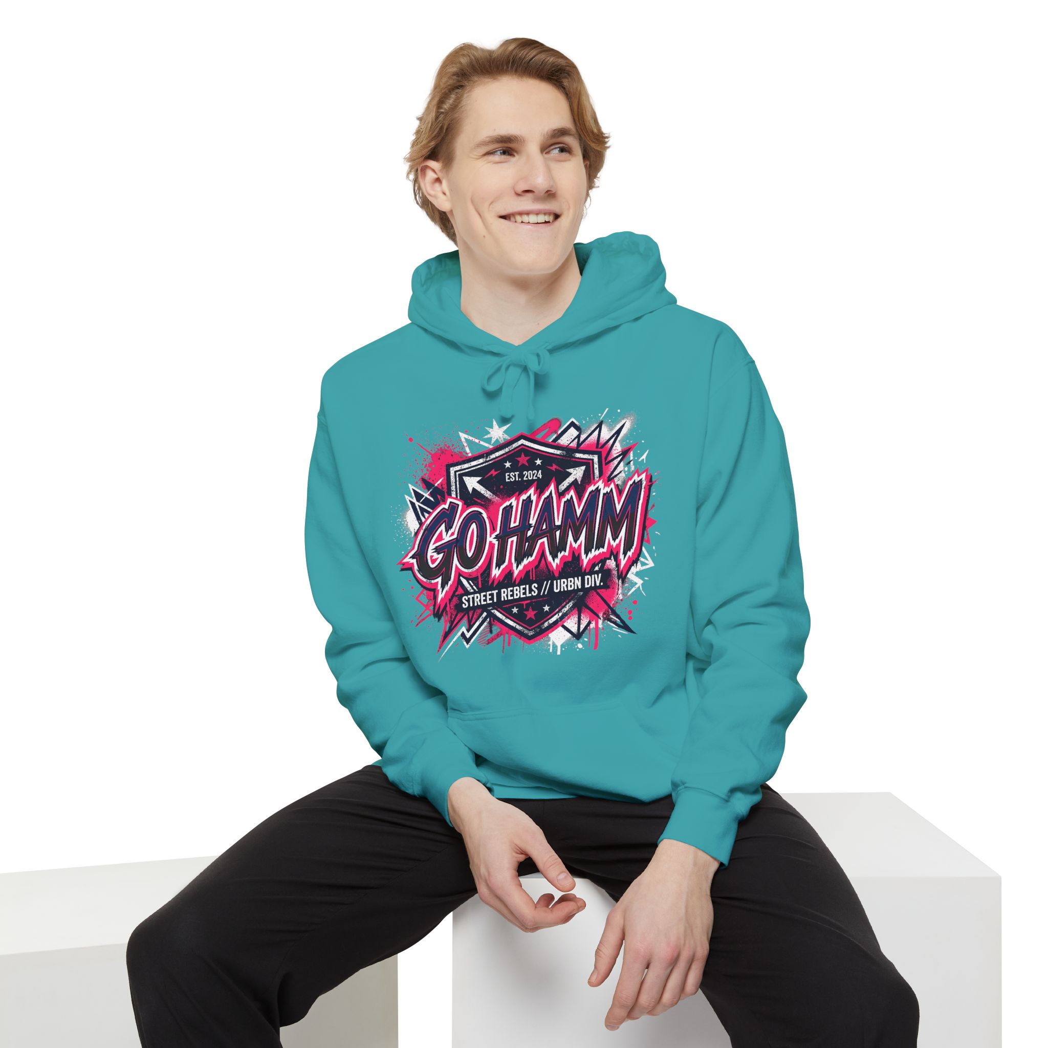 Rebel Vibes Hoodie — Retro Graphic "GO HAMM" Pullover