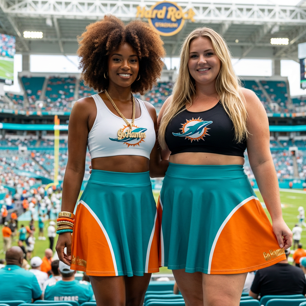 Teal & Orange Retro Athletic Skater Skirt