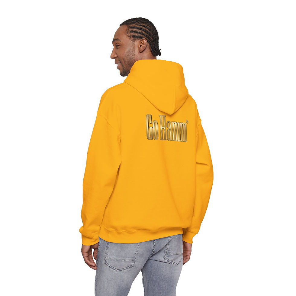 Thumbnail: Gold Lion 'Go Hamm' Hoodie — Luxe Graphic Hooded Sweatshirt