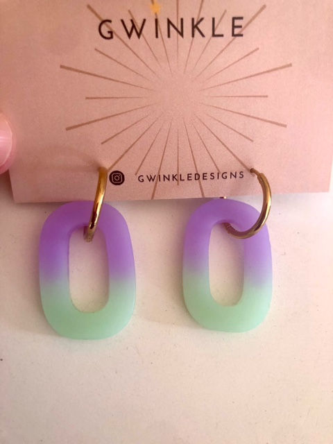 Thumbnail: Mint and Lilac Two Toned 'O' Dangles