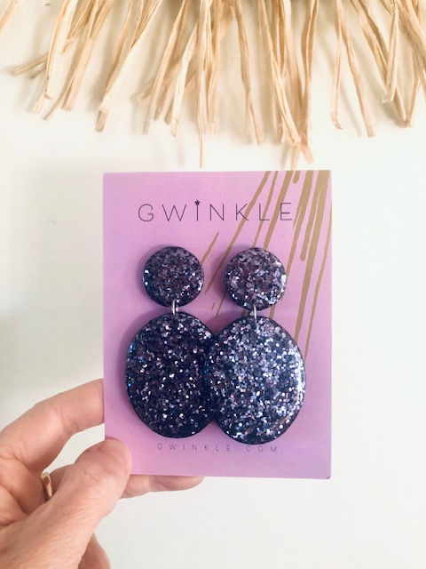 Large Navy Glitter Pebbles
