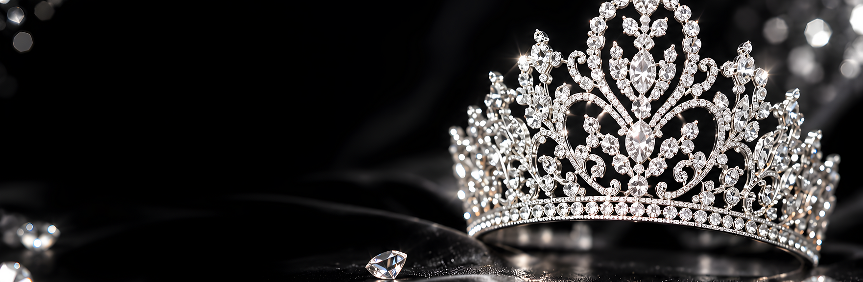 Silver pageant crown on black satin_edit