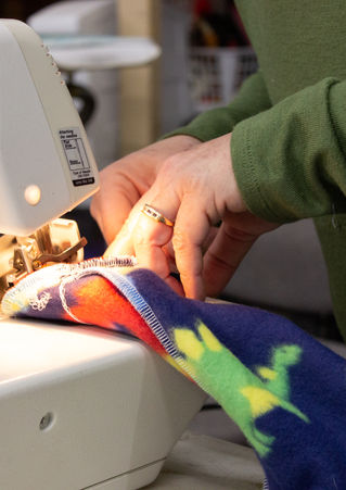 A person sewing