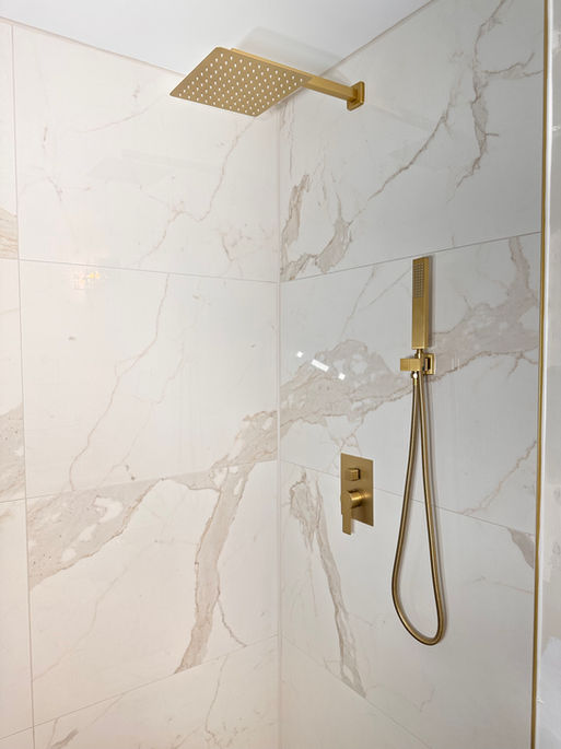 Walk in tiled shower