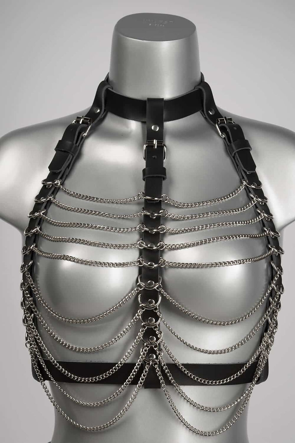 Miniature : Harnais en cuir noir avec chaines