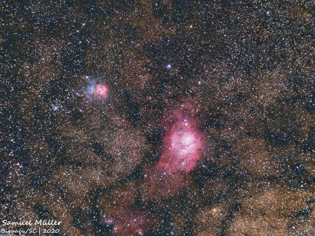 Nebulosas Trífida (esquerda) e da Lagoa (direita)
