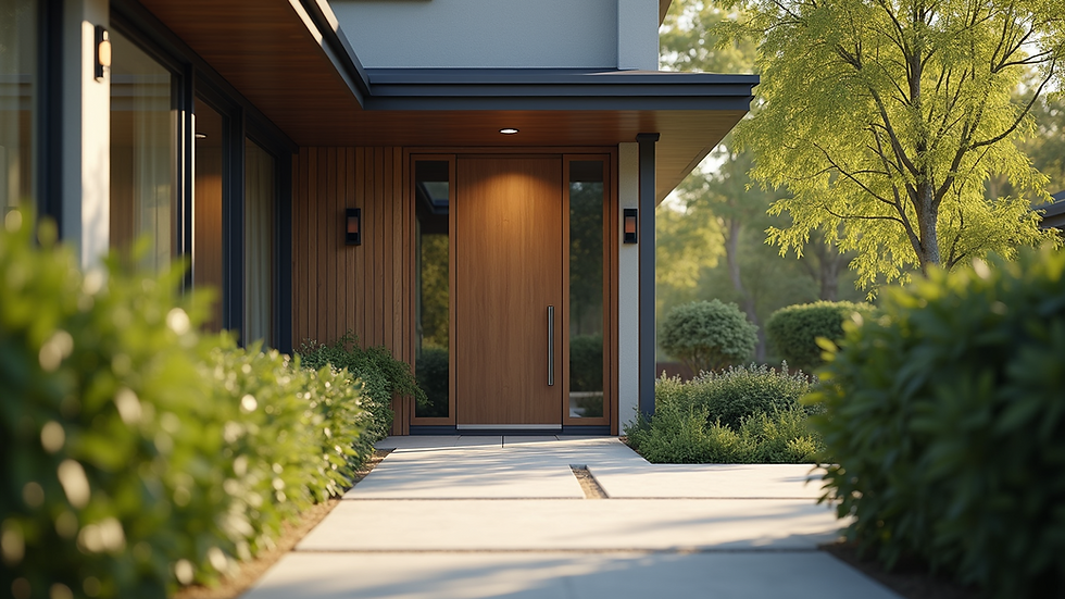 Eye-level view of a modern outdoor lift installed in a residential home
