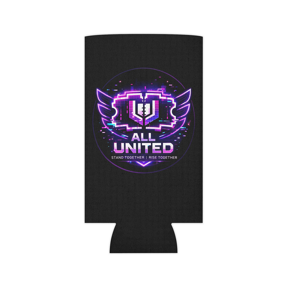 Thumbnail: Can Cooler — All United Neon Gaming Logo Koozie (Stand Together • Rise Together)