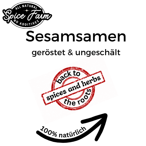Sesamsamen, geröstet & ungeschält, Ansicht Label der Vorderseite