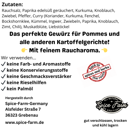 Miniaturbild: Gewürzmischung French Fries & Potato smoked. Rückseite mit Zutatenliste.