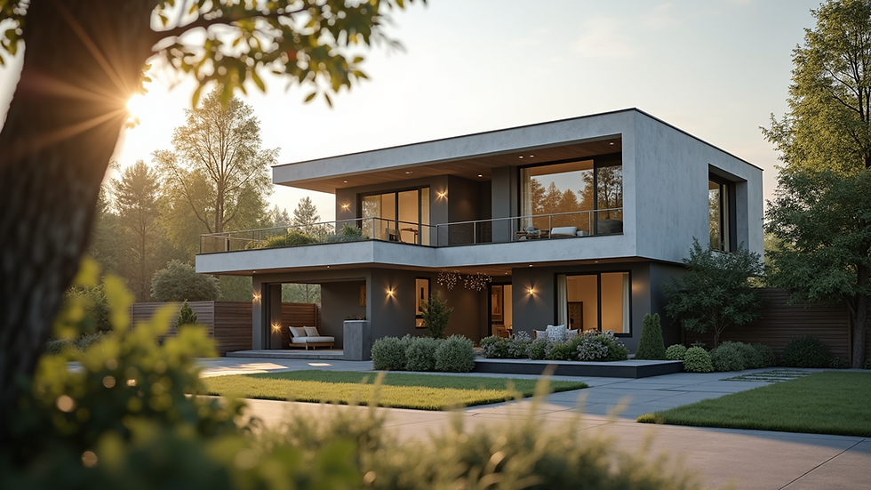 High angle view of a modern home for sale