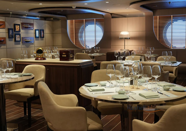 Elegant Sakura restaurant interior on Explora Journeys
