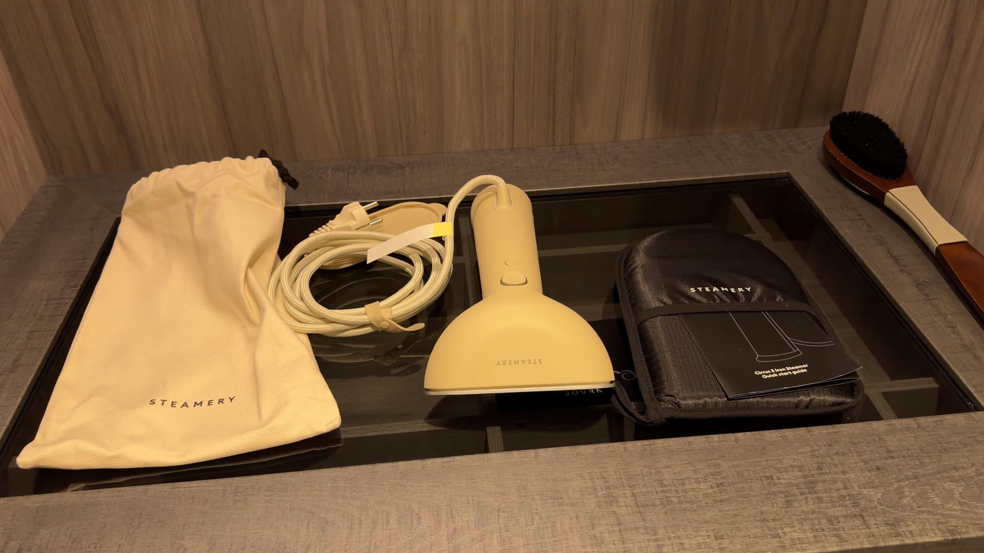 Garment steamer inside an Explora III Ocean Terrace Suite.