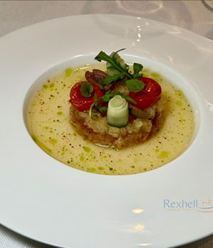 Gourmet appetizer at an Explora Journeys restaurant