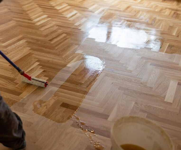 Wood floor staining and finishing service
