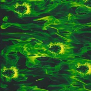 Green Flaming Skulls