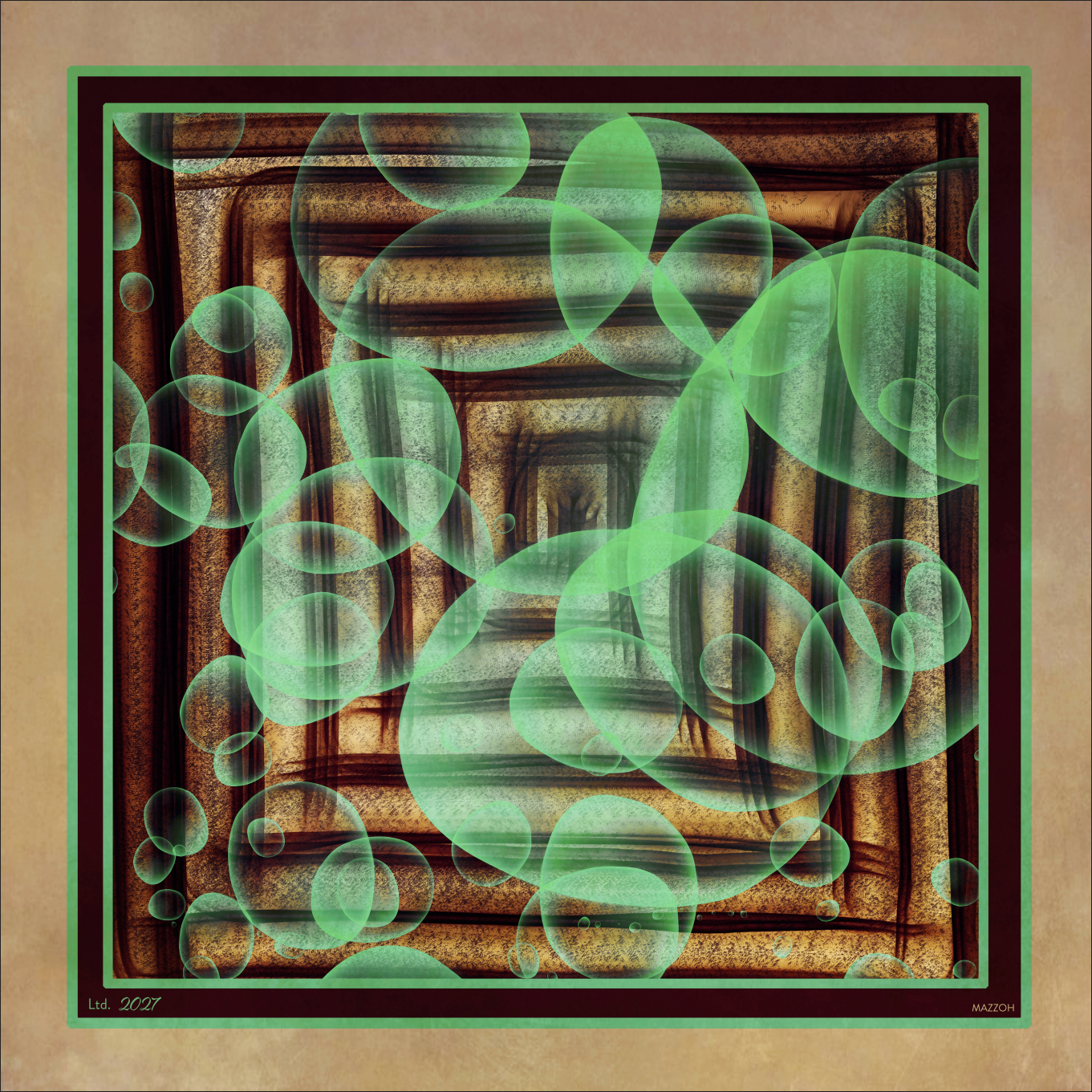 Silk Scarf 140 BEIGEGREEN