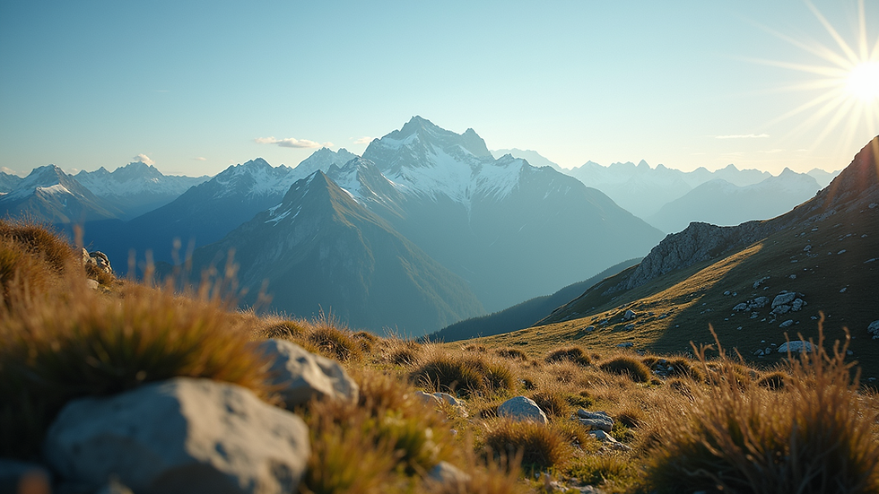 Eye-level view of a scenic mountain landscape