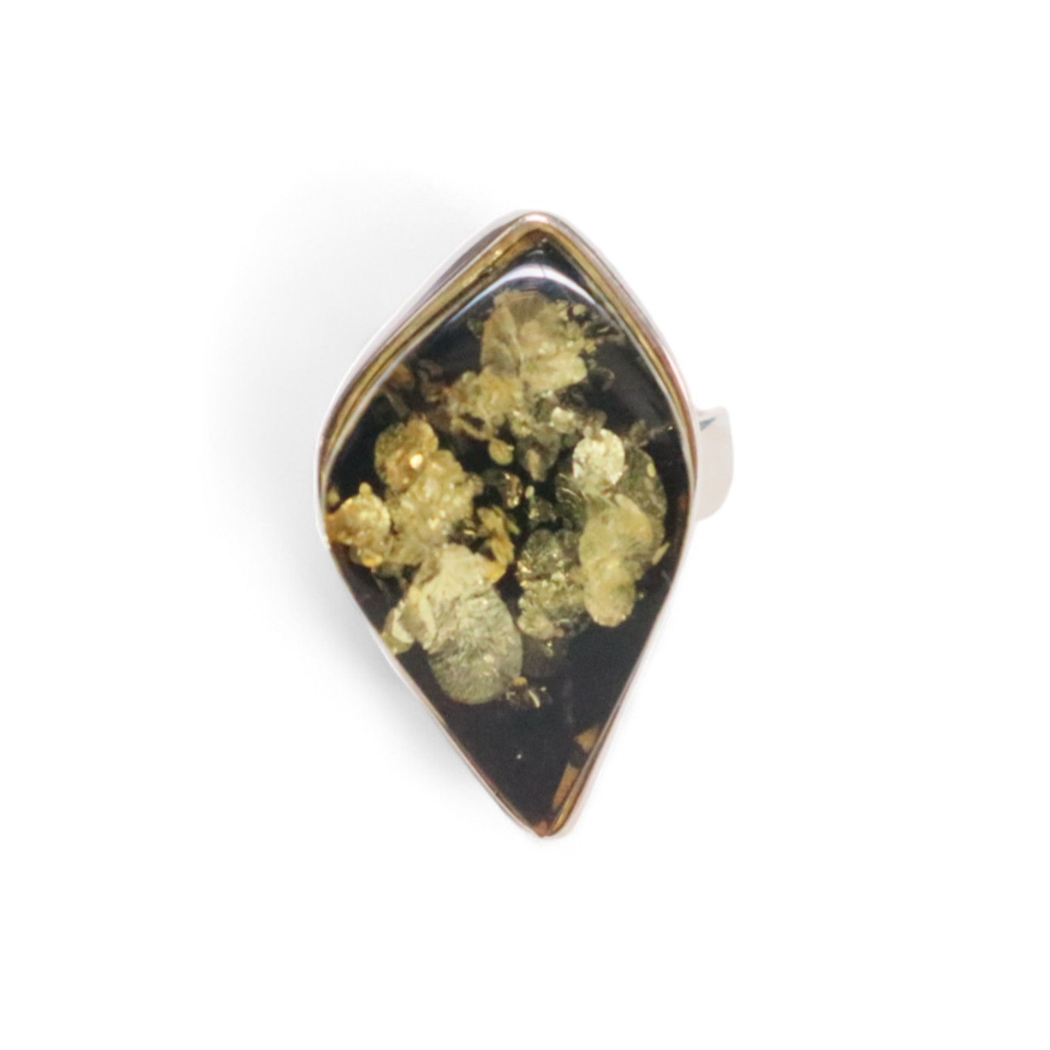 טבעת כסף 925 משובצת ענבר בלטי דגם 1, עבודת יד.