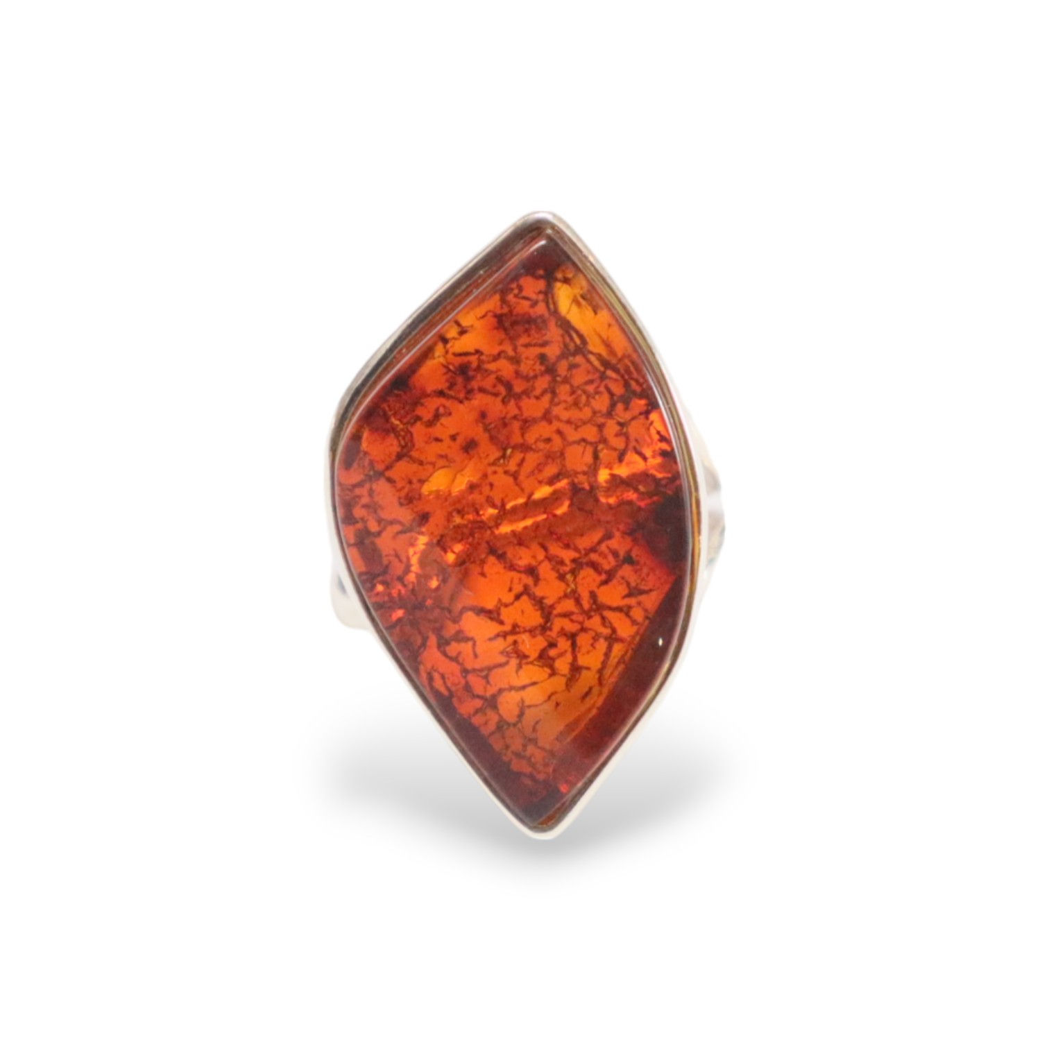 טבעת כסף 925 משובצת אבן ענבר בלטי דגם 20