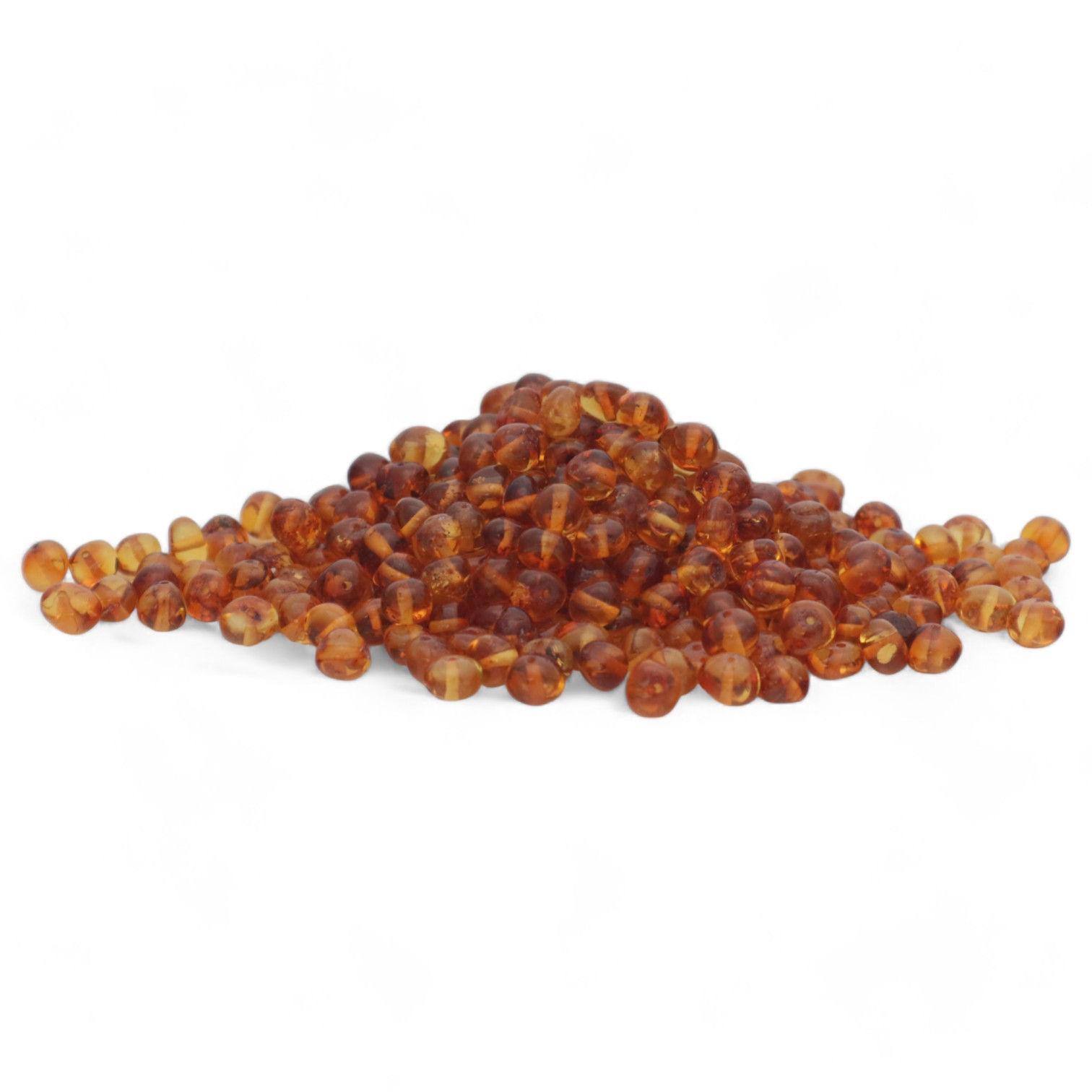 Amber beads in bulk, shiny cognac, 10 grams