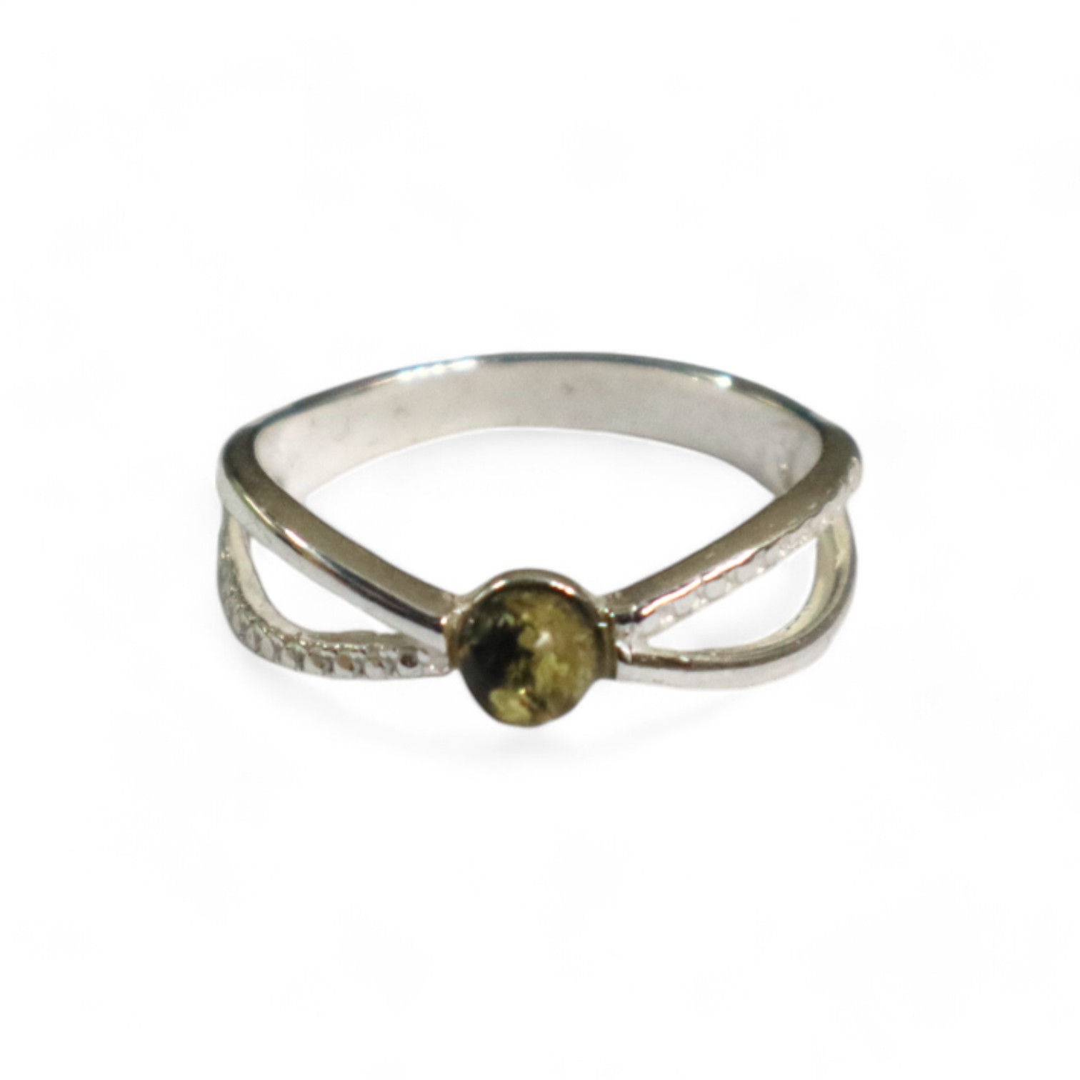 925 silver ring inlaid with Baltic amber, Ronit model