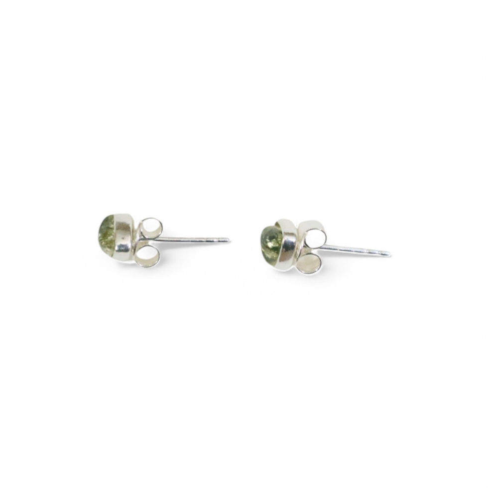 Thumbnail: A pair of amber and silver triangle earrings