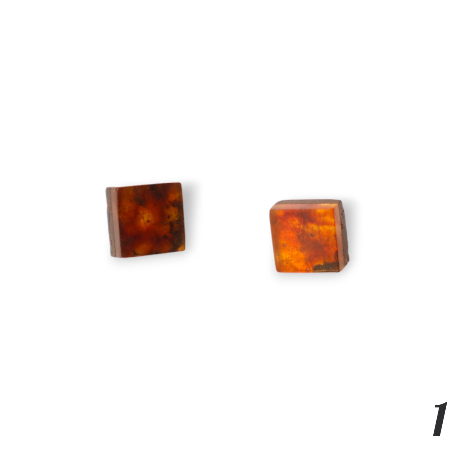 Pair of handmade geometric Baltic amber earrings ARZA gallery