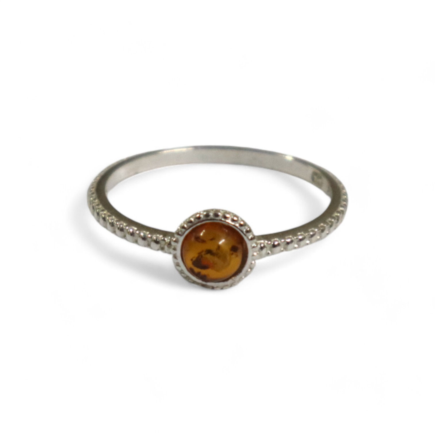 925 silver ring with Baltic amber, almond model