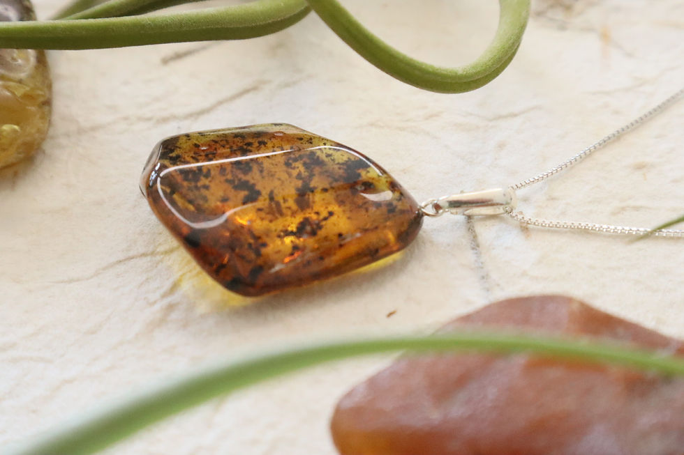 Thumbnail: 925 silver necklace with Baltic amber pendant, handmade