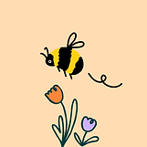 Eine Biene fliegt über Blumen