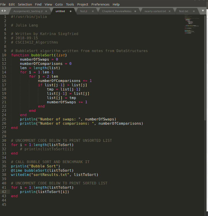 bubble sort in julia