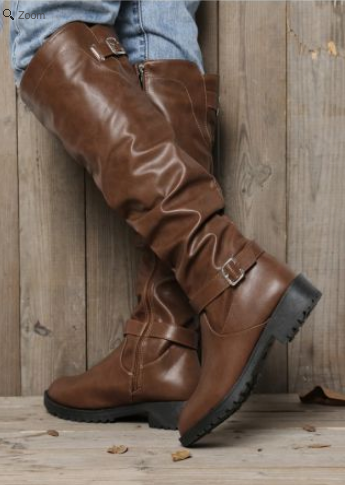 Solid Buckle Strap Round Toe Boots