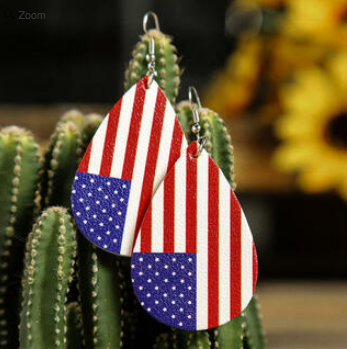 American Flag Printed Earrings - Red