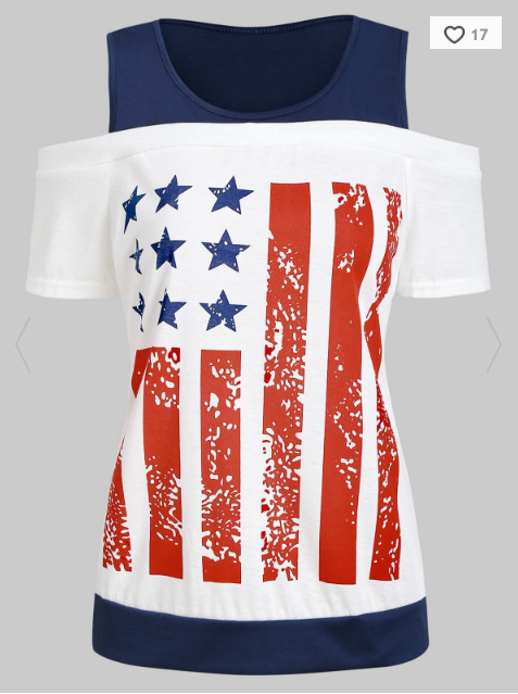 Patriotic Cold Shoulder Top