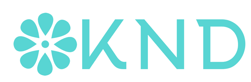 KND logo with a teal flower icon