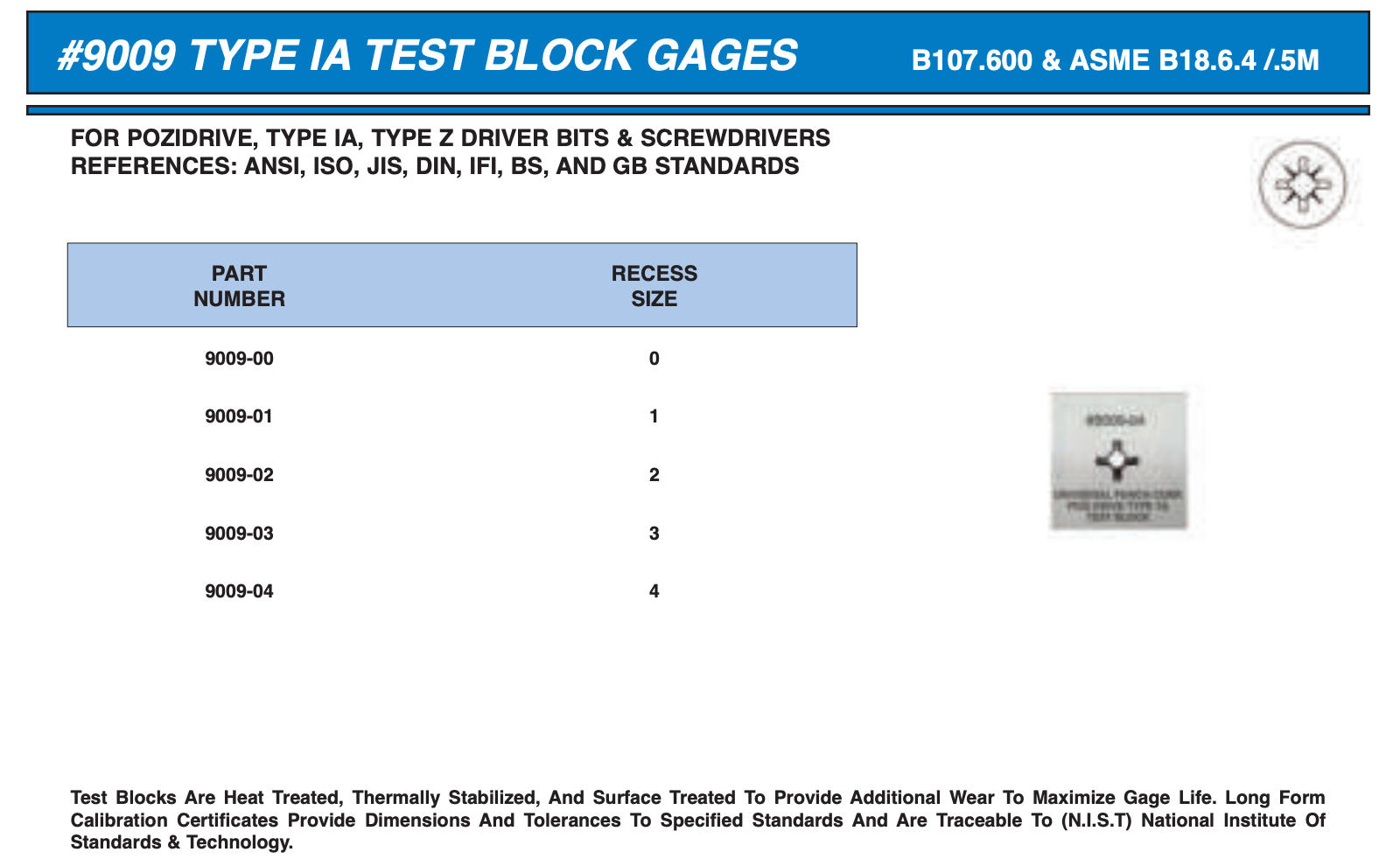 #9009 Type IA Test Block Gages