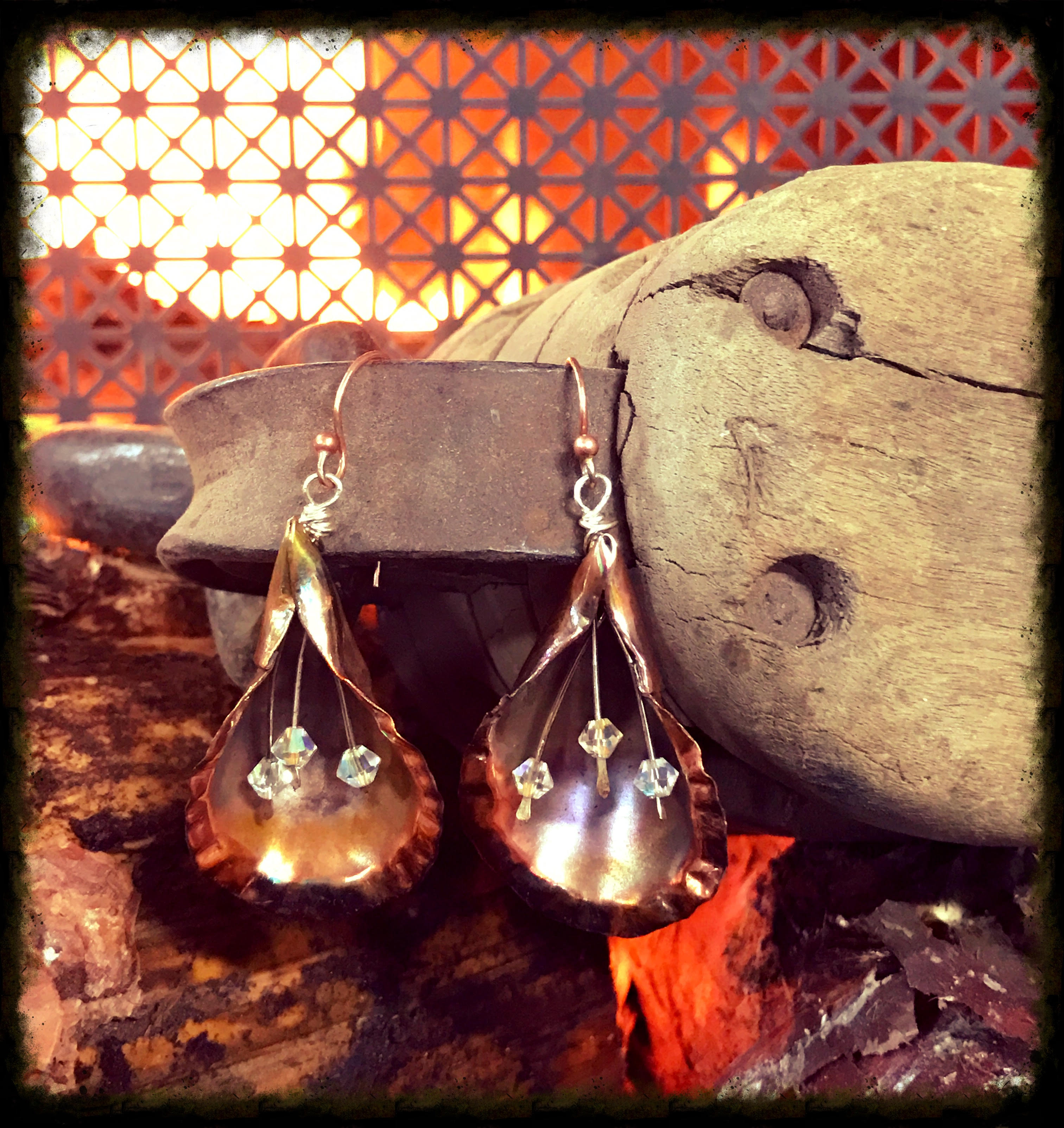 Crystal Beads | Copper | Earrings