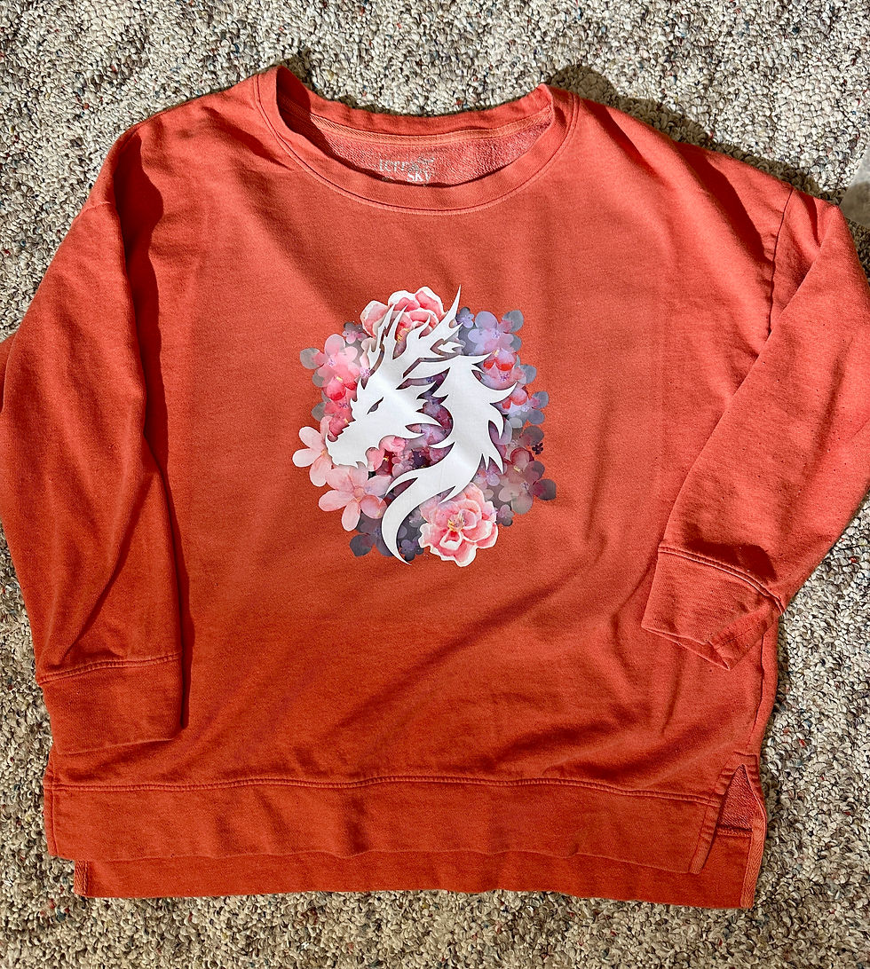 Thumbnail: THRIFTED shirts - dragon and pink flowers