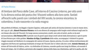 CASA PETRARCA: Articolo pubblicato dal CORRIERE DELLA SERA nella rubrica BUONE NOTIZIE di Paola D'AMICO