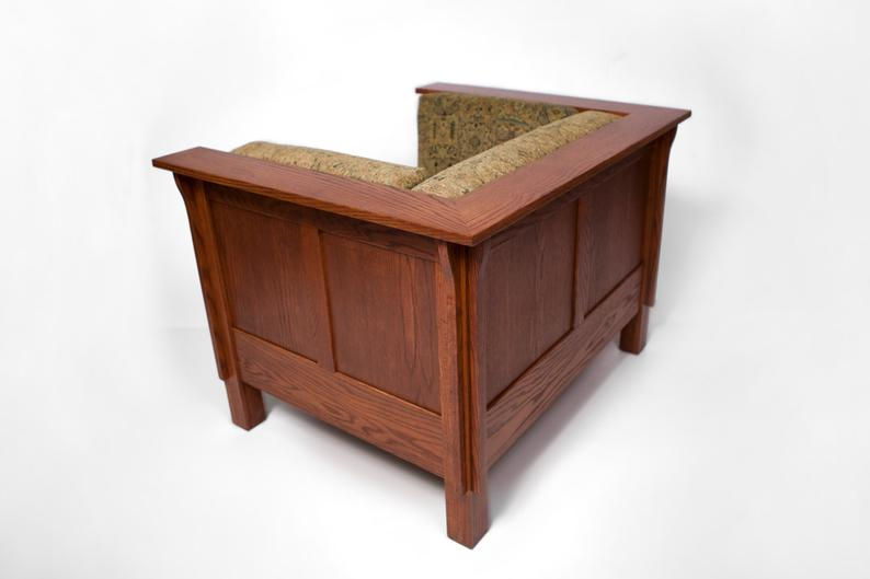 Thumbnail: Mission Arts & Crafts Prairie Stickley style Panel Club Cube Chair